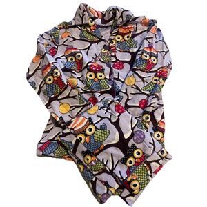 Nick & Nora Winter Owl Pajama Set Purple Flannel Sleep Cozy Whimsical S